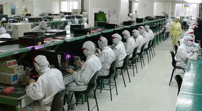 Workers at an electronic factory in China