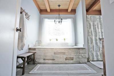 image: ethical bathroom wood features eco friendly furniture