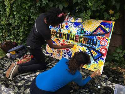 Image: painting a slogan