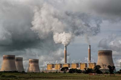 image: smoke chimney emitting fossil fuels in atmosphere pollution