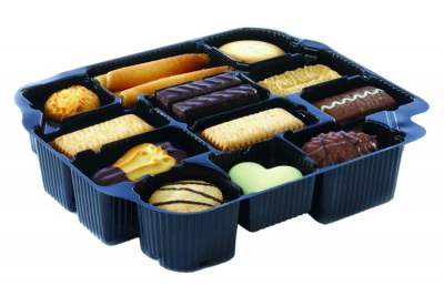 Plastic tray of biscuits