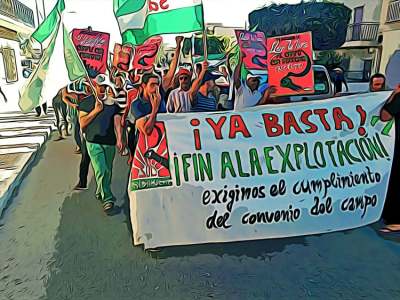 Crowd of people marching on demo