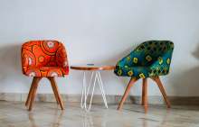 Image: two chairs furniture and a table