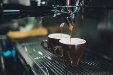 Coffee machine making two cups of coffee