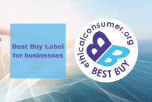 Best Buy Label for businesses with BB label logo against blue background
