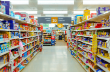 Aisles in supermarket