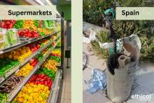 Contrasting images of fresh vegetables in shop and broken outdoor water tap