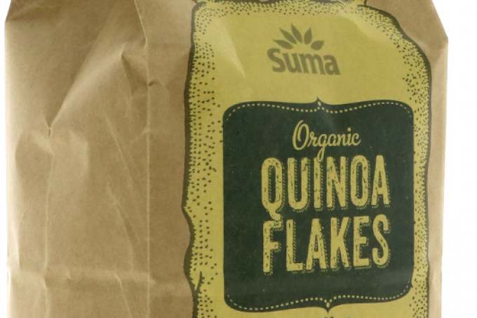 image: bag of suma cereal organic quinoa flakes