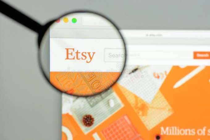 Etsy website with magnifying glass