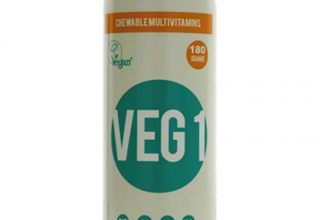 Tub of Veg1 supplement tablet