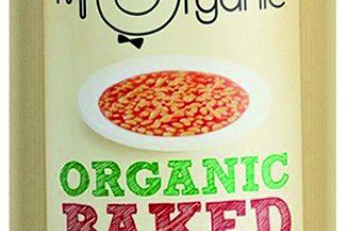 Tin of Mr Organic baked beans