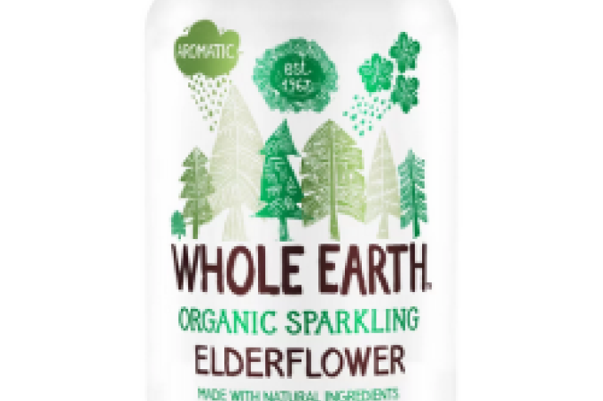 Tin can of Whole Earth sparkling elderflower drink