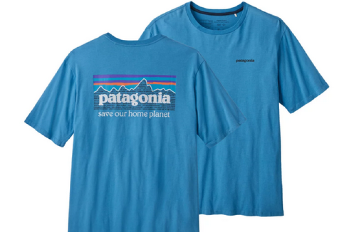 Blue tshirts with logo of Patagonia