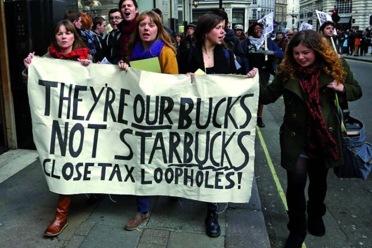 Image: Starbucks protest on tax
