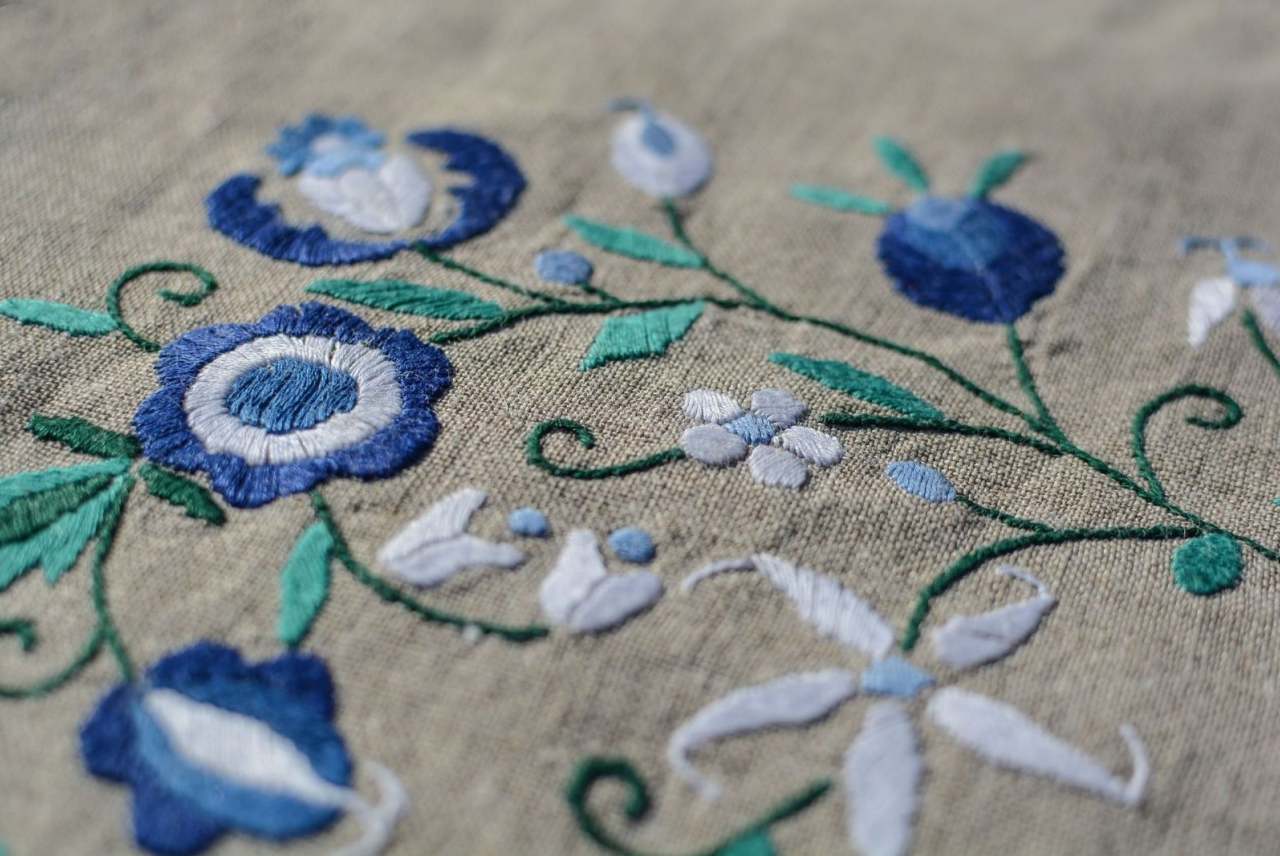 Image: embroidered linen with flowers