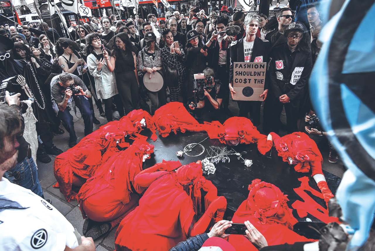 AFW XR boycott fashion funeral extinction rebellion