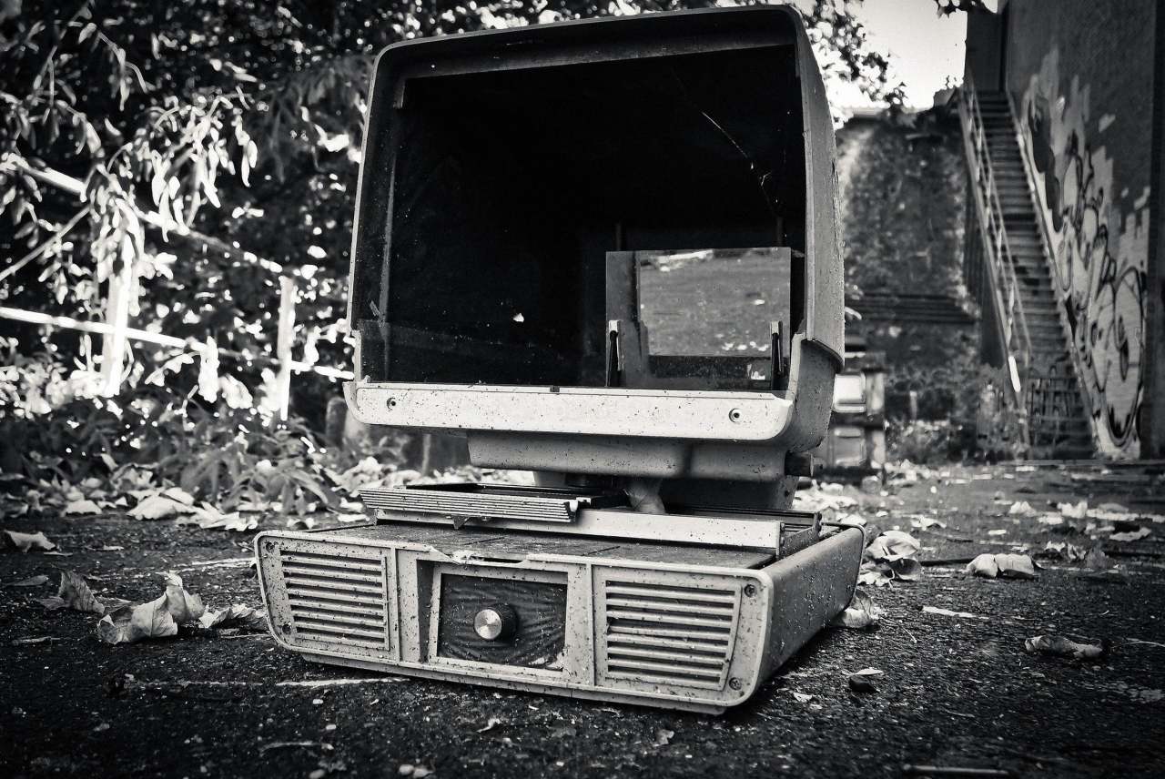 image: old computer outside