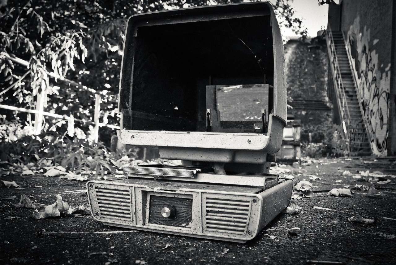 image: old computer outside