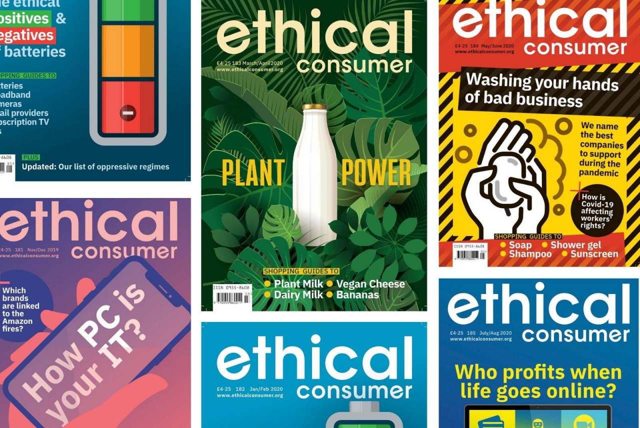 image: ethical consumer magazines in a collage 2020