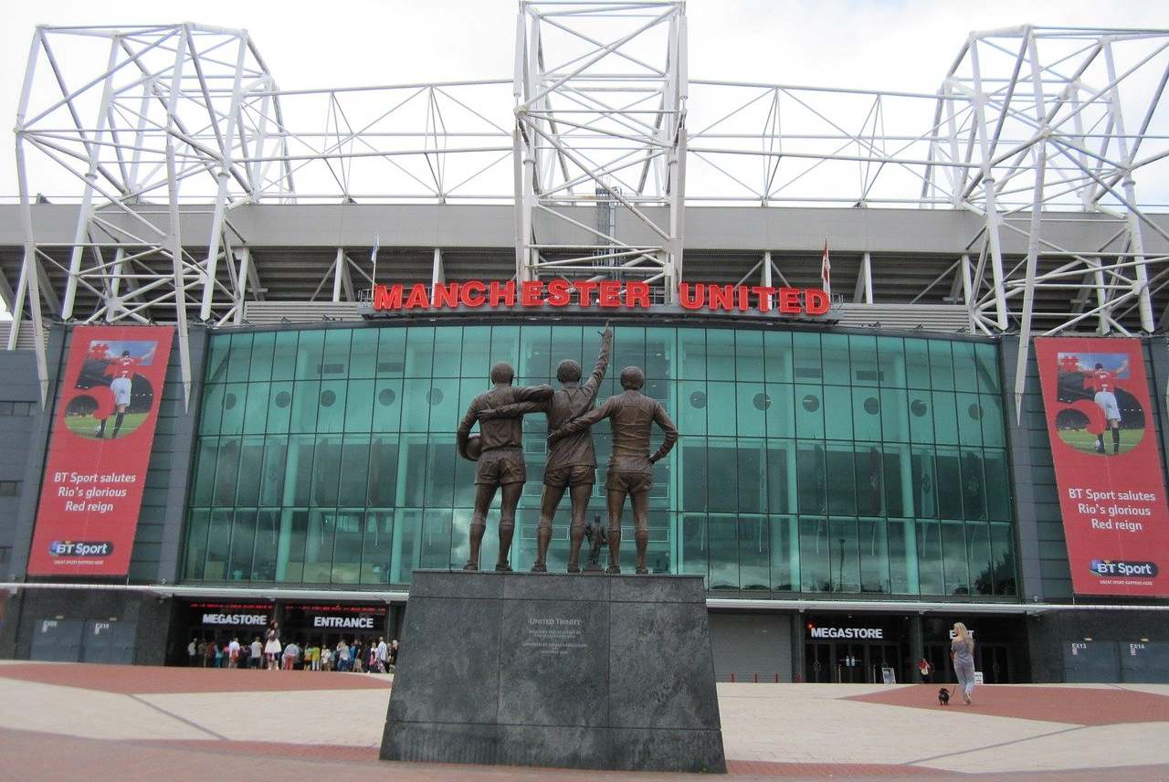 Manchester United football stadium exterior view