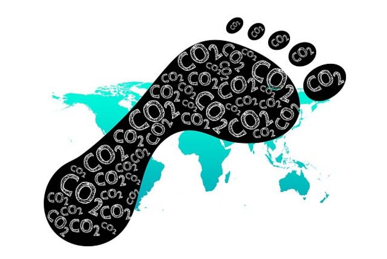 outline of a footprint over map of the world