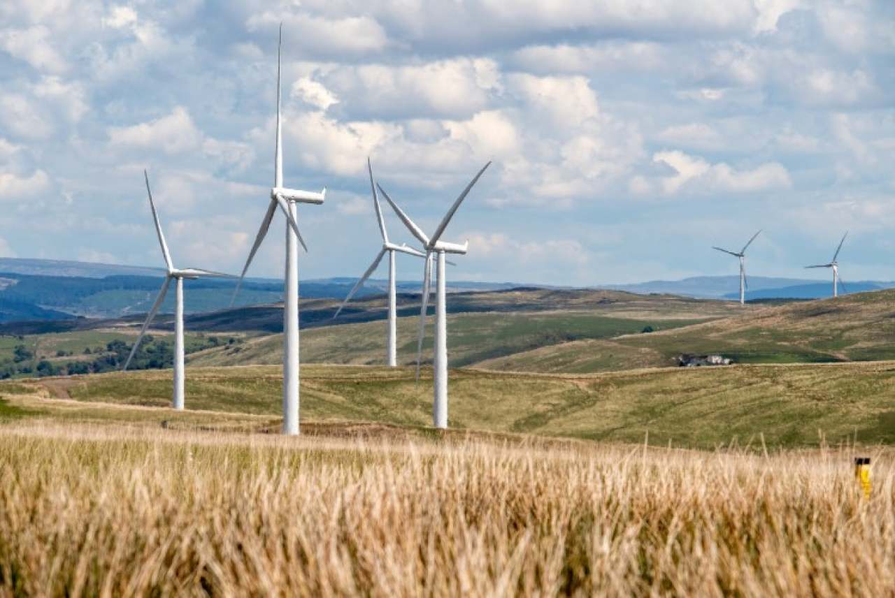 Wind turbines in hills