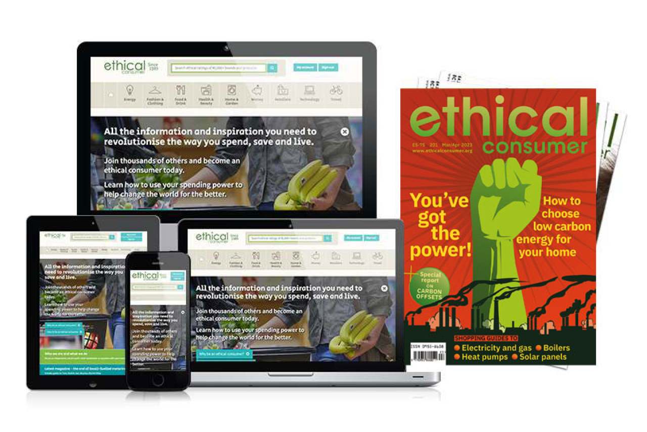 Front cover of Ethical Consumer magazine and website 