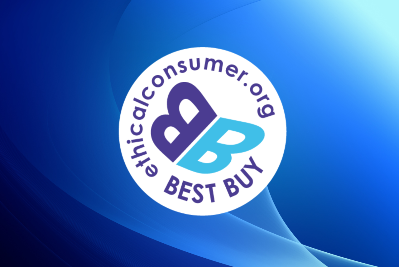 Best Buy Label scheme with BB label logo against blue and green background