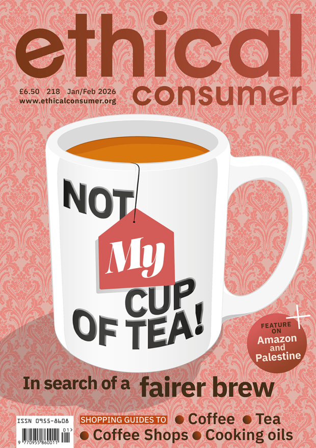 Cover of Issue 218 - a mug of tea with the words not my cup of tea printed on it.
