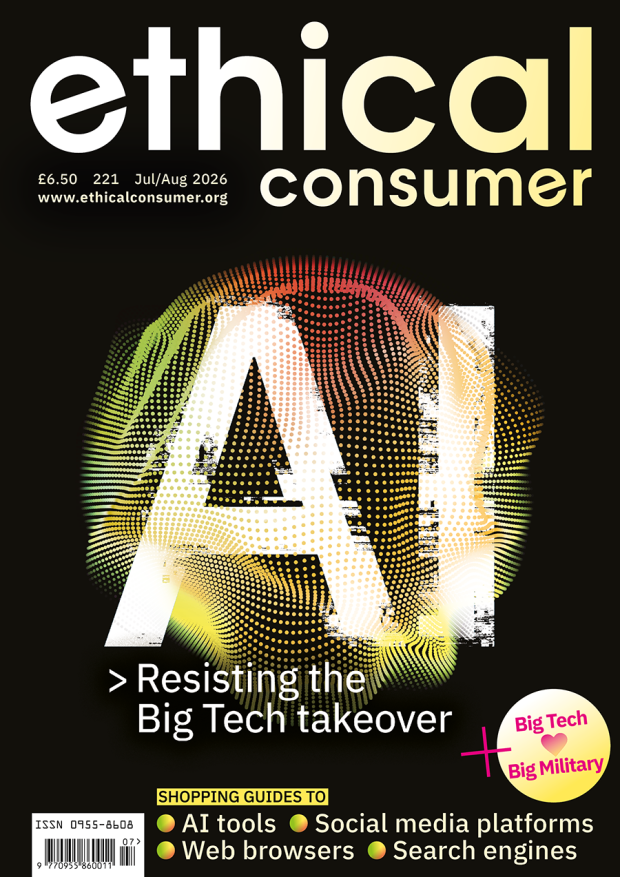 Cover of Ethical Consumer magazine - resisting the big tech takeover