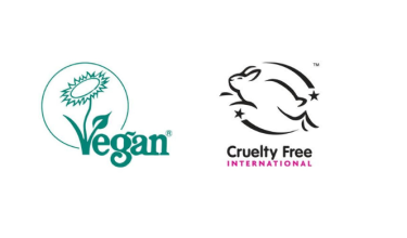 Vegan Society logo and Cruelty Free International Logo