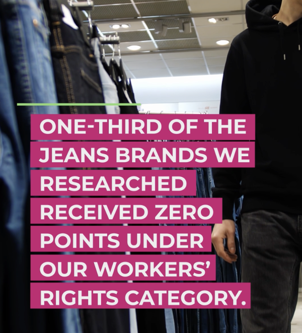 1/3 of jeans brand researched received 0 points under workers' rights category