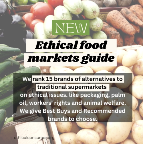 Image of food with text: Ethical food markets guide, ranking 15 alternatives to supermarkets