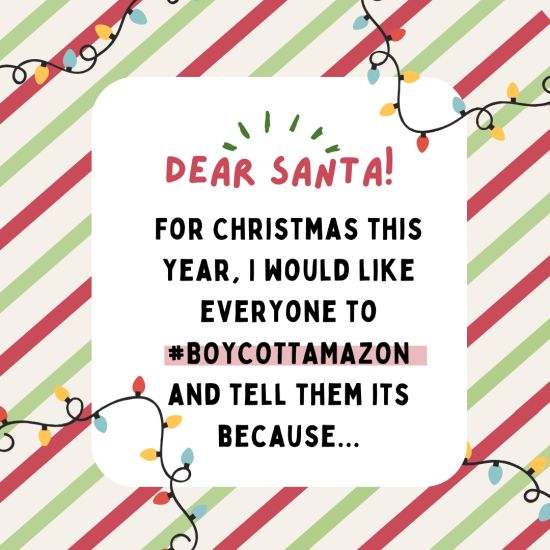 Image of 'Dear Santa' letter asking people to boycott Amazon