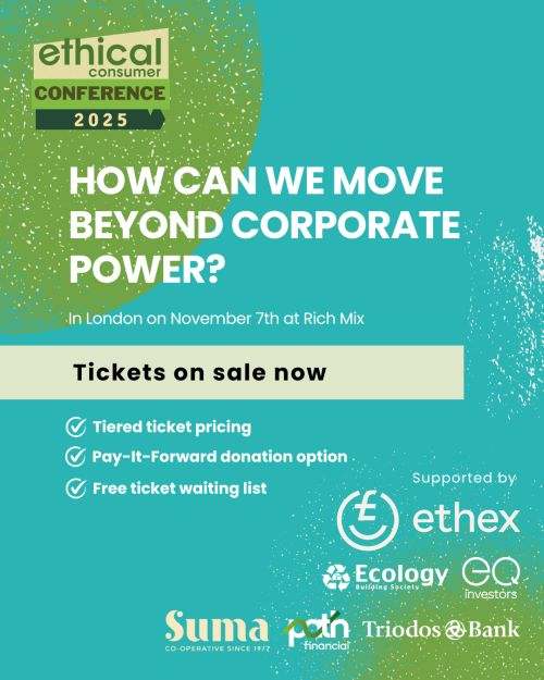 Poster for ethical consumer conference. All details in link.