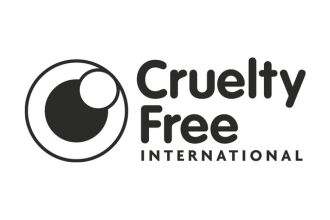 White dot over black dot over white circle. Cruelty Free International logo